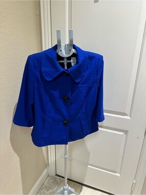 Lane Bryant Cobalt Blue Cropped Button Jacket
